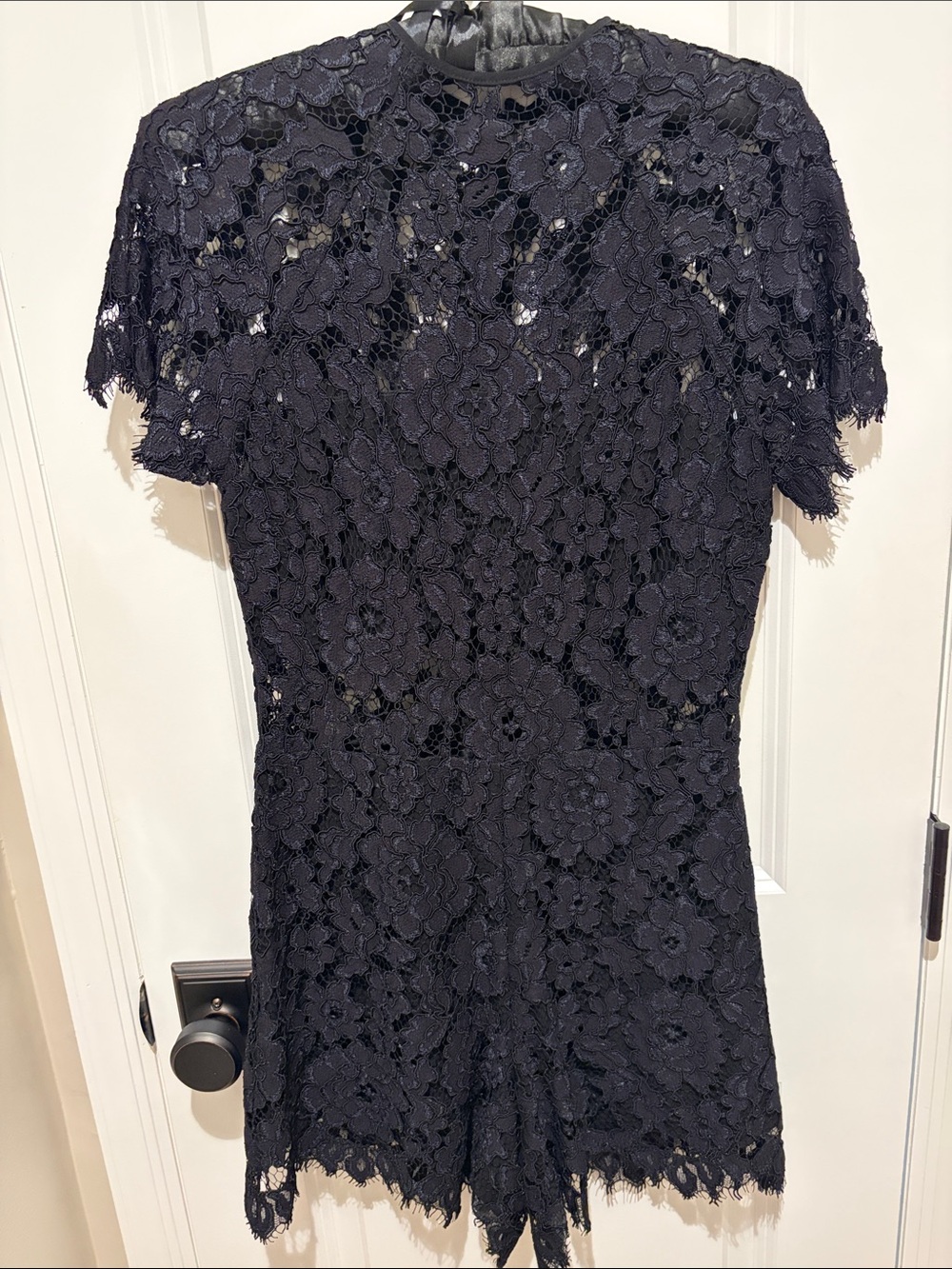 Black Floral Lace Mini Dress Romper - Elegant Lace Short Dress